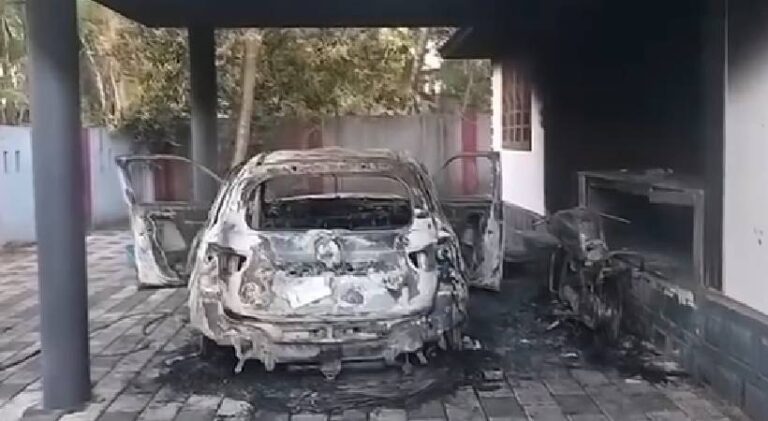 Car-and-bike-burnt