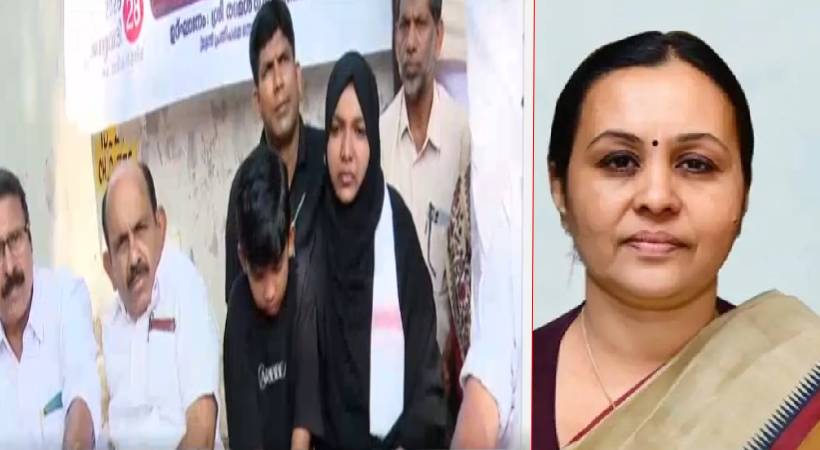 Harshina-stages-hunger-strike-in-front-of-Veena-George-house